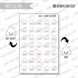 Unicorno arcobaleno Cacca Merda Brutta giornata Non felice Fai le cose oggi / Carino Kawaii Planner Adesivo Diario Promemoria Decorazione Bujo