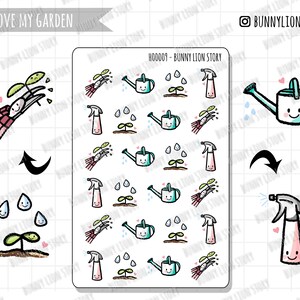 Jardinagem Poda Rega Spray Planta Primavera Crescendo | Bonito Kawaii Planner Diário Agenda Lembrete Cronograma Decoração Bujo Adesivo