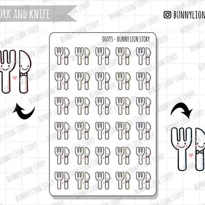 Date Night Fork Knife Diner Lunch Steak House Meat Lover | Leuke Kawaii Planner Scrapbook Bujo Journal Dagboek Agenda Decoratie Sticker