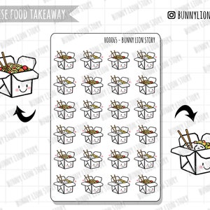 Chinees eten Afhaalmaaltijden Afhaalmaaltijden Uit eten | Leuke Kawaii Planner Plakboek Bujo Journal Dagboek Agenda Herinnering Decoratie Bujo Stickers