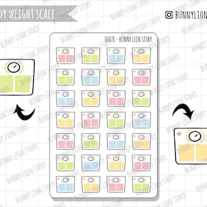 Gewichtsschaal Gezonde levensstijl Aanwinst Verlies | Leuke kawaii planner Bullet Journal dagboek agenda herinnering schema Bujo Deco sticker