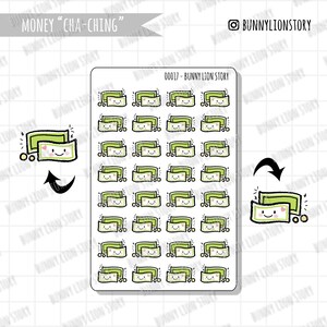 Geld Zahltag Budgetplanung Einsparungen Ausgaben Buchhaltungserinnerung | Süßer Planner Sticker Blatt Scrapbook Bujo Journal Tagebuch Agenda Dekoration