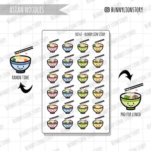 Ramen Noodle Japanse Pho Vietnamese Ramyeon Koreaanse Rijst Noodle Aziatisch Eten Planner Sticker | Dagboek Agenda Agenda Herinnering Schema Decoratie