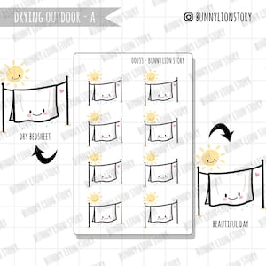 Droogrek Lakendoek Buiten Buiten Voorjaarsschoonmaakactiviteit | Leuke kawaii planner plakboek dagboek dagboek agenda decoratie sticker