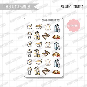 Desayuno saludable, súper alimento, pan, tostadas francesas, cereales, jugo, leche, huevo/bonito planificador, bujo, álbum de recortes, diario, agenda, decoración, pegatina.