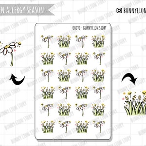 Hooikoorts Pollen Allergie Seizoen Lente Allergie Hooikoorts | Leuke kawaii planner plakboek Bujo dagboek dagboek agenda decoratie sticker