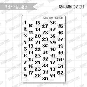 Nagłówek naklejki na dziennik z numerem tygodnia Skrypt Word Dekoracyjny | Planer Bullet Journal Notatnik podróżny Dziennik Agenda Artykuły piśmiennicze Bujo Funkcjonalny
