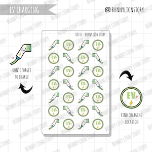 EV Ladegerät Erinnerung für den Ladeort des Elektrofahrzeugs Laden Sie die Autobatterie auf | Planner Sticker Agenda Tagebuch Journal Terminplaner Bujo