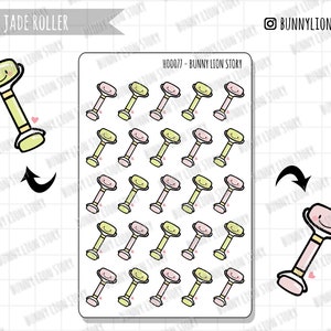 Jade Roller Beauty Vlogger Enthusiast Skincare Daily Routine Skin | Planificateur mignon Journal Agenda Agenda Rappel Calendrier Deco Bujo Sticker