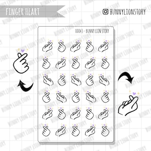 Liefdesteken Koreaans pink hartgebaar Saranghae | Leuke kawaii planner dagboek dagboek agenda herinnering schema decoratie Bujo sticker