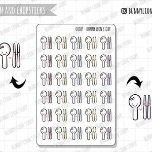 Cena Pranzo Data Notte Weekend Prepara i pasti Cucchiaio Bacchette / Carino Kawaii Planner Scrapbook Bujo Journal Diario Agenda Decorazione Adesivo