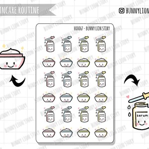 Huidverzorging Facial Routine Serum Moisturizer | Leuke Kawaii Planner Scrapbook Journal Dagboek Agenda Herinnering Schema Decoratie Bujo Sticker