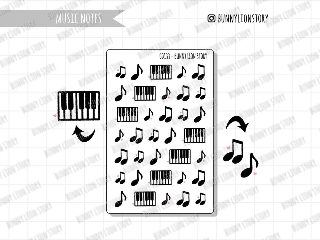 Music Notes Sing Song Compose Happy Keyboard Planner Sticker Sheet ...
