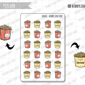 Popcorn Emmer Movie Night Must Snack | Leuke Kawaii Planner Scrapbook Journal Dagboek Agenda Herinnering Schema Decoratie Bujo Stickers