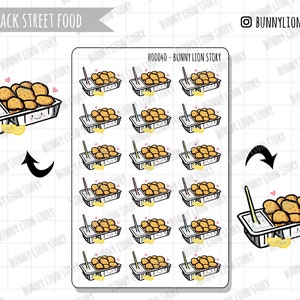 Fried Fish Filet Kibbeling Snack Dutch Street Food | Niedlicher Kawaii Planer Journal Tagebuch Agenda Erinnerung Zeitplan Dekoration Bujo Sticker