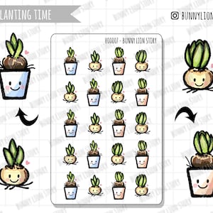 Bloembollenplant Voorjaar Tuinieren Pot Hyacint Schema Herinnering | Leuke kawaii planner agenda dagboek notitie plakboek Bujo dagboek sticker