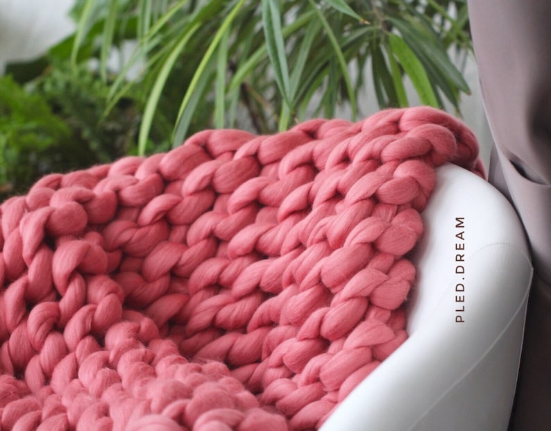 Sale Chunky Merino Wool Knit Blanket Heavy Wool Blankets Bulky Etsy