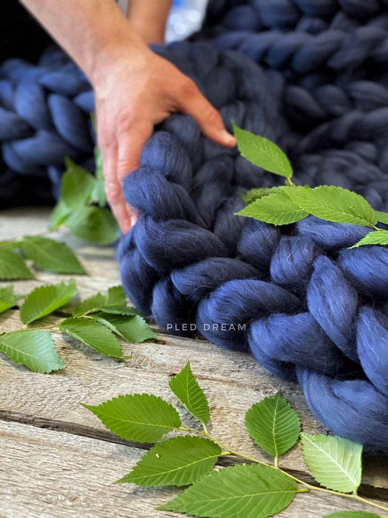 Sale Purple Chunky merino wool Knit Blanket Chunky blanket Etsy