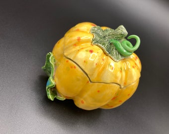 Adorable little lidded yellow pumpkin