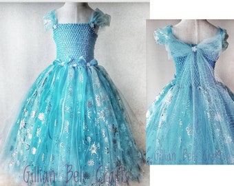 Ice queen tutu dress, blue princess tutu dress, girls party dress, blue tulle gown, girls birthday tutu, snowflake dress, dress up costume