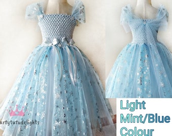 light blue tutu dress, blue princess dress, Snowflake dress, mint tutu, birthday dress, Snowflake tutu, blue tutu, light blue dress, costume