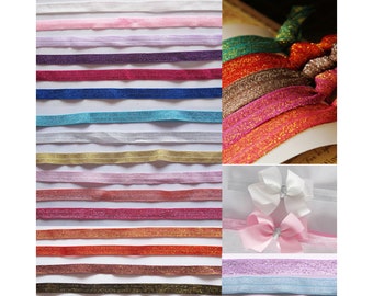 Soft Baby Headband Hair Bow Fold Over Elastic 16 Ombre Colours FOE 15mm 5//8/"