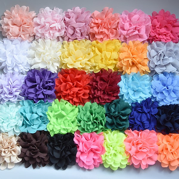 10cm  Large Chiffon Flower Hair Alligator clips, Hair bobbles, Hair Tie Brooch Corsage Safety Pin Dress Hat Bag Decoration Accessories