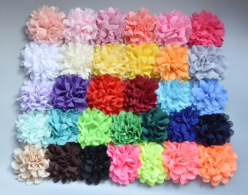 10cm Large Chiffon Flower Hair Alligator clips, Hair bobbles, Hair Tie Brooch Corsage Safety Pin Dress Hat Bag Decoration Accessories image 1
