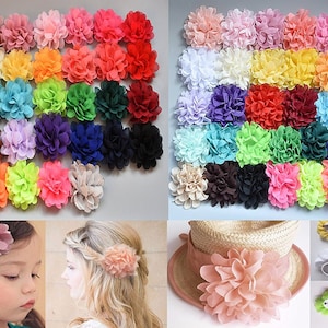 10cm Large Chiffon Flower Hair Alligator clips, Hair bobbles, Hair Tie Brooch Corsage Safety Pin Dress Hat Bag Decoration Accessories image 3