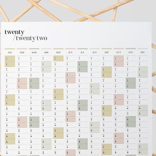 Printable PDF A2 &amp; A1 Full Year Landscape Wall Planner - Etsy