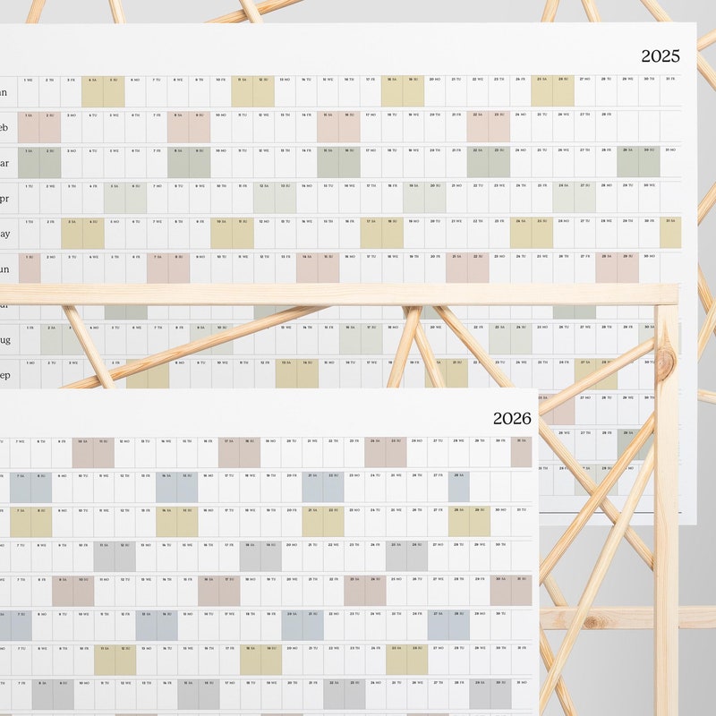 Large Yearly Calendar 2025 Pdf Etsy