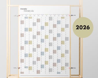 2026 Printable Wall Planner | A2 & A1 Yearly Calendar | 365 Days At A Glance | Annual Overview | Instant PDF Download