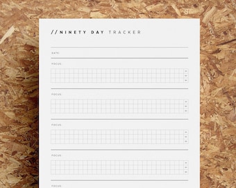 Printable 90 Day Habit & Goal Tracker | Habit Planner | Minimalist | A4 | US Letter | Instant Download