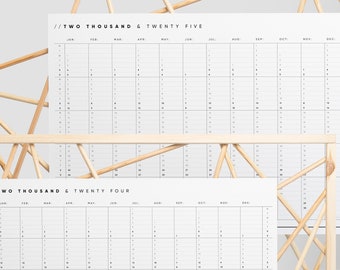 Printable PDF | 2024 + 2025 Wall Planner Duo | Minimal Yearly Calendar | A2 + A1 Wall Planner Bundle | Instant Download