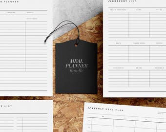 Printable Meal Planner Bundle | Weekly Meal Planner | Meal Schedule | Grocery Shopping List | Recipe Planner | Digital Download