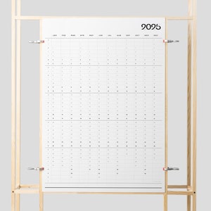 Planificador de pared minimalista con retratos en formato PDF imprimible para 2025 / Planificador anual completo en formato A2 y A1 / Calendario de pared anual / 12 meses / Descarga instantánea