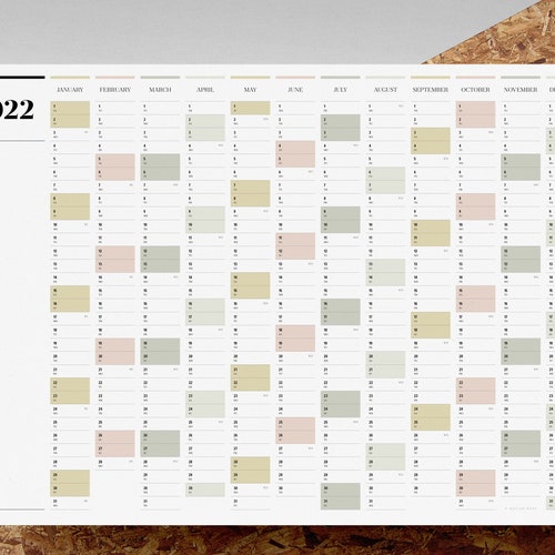 printable pdf a2 a1 full year landscape wall planner etsy