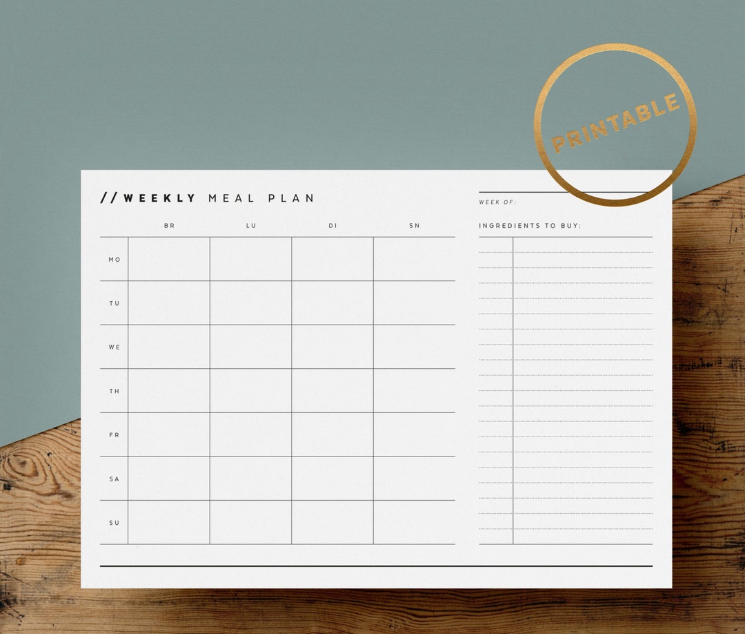 Weekly Meal Plan Printable | Meal Schedule | Grocery Shopping List | Dinner Planner | Meal Prep ...