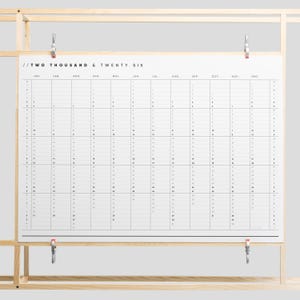 Printable PDF | 2026 Yearly Wall Planner | A2 & A1 Landscape Wall Calendar | Minimalist | Instant Download