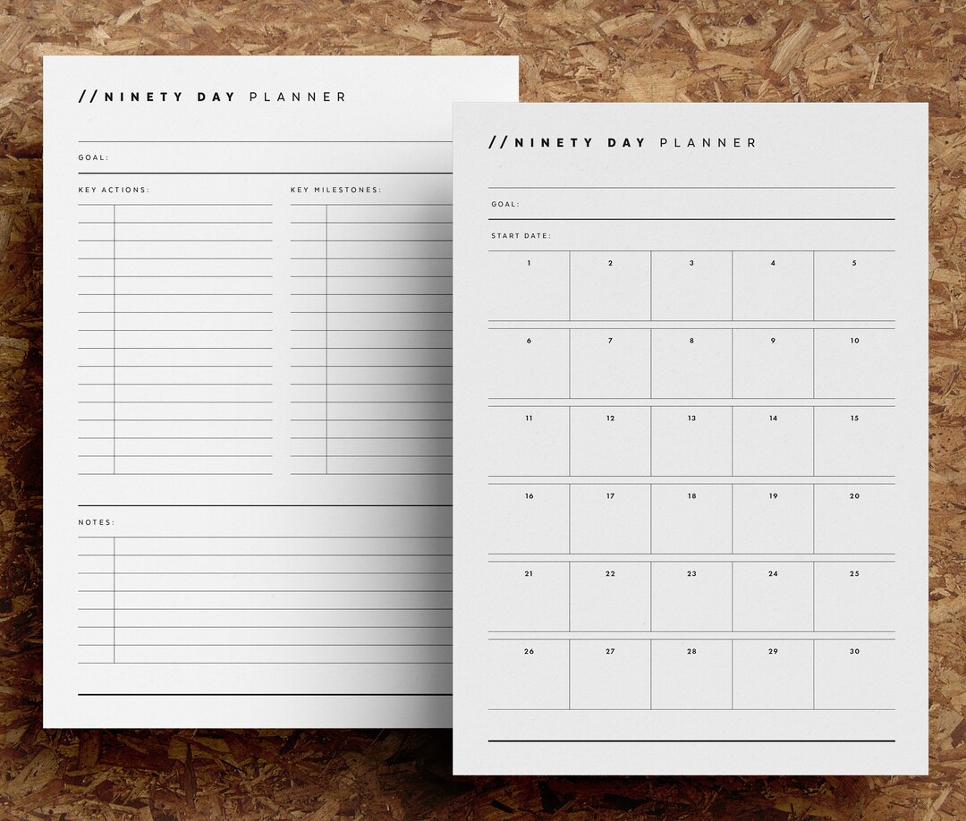 Printable 90 Day Goal Planner | Undated Project Organiser | 90 Day Goal ...