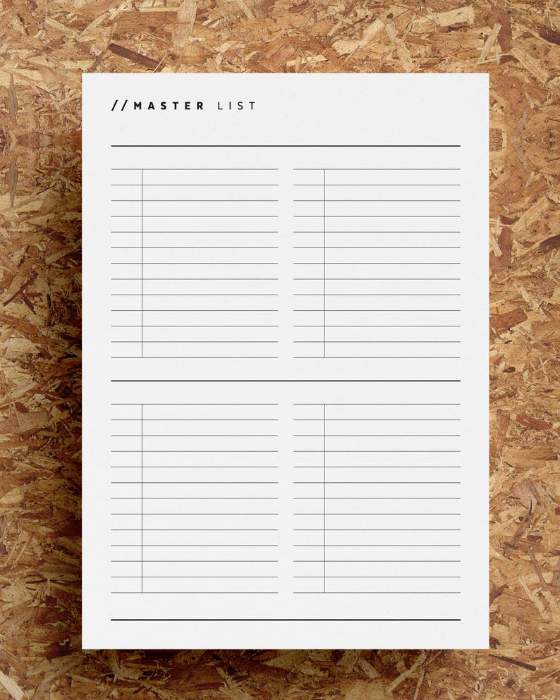 Master Task List Printable Task Planner Master to Do List - Etsy Ireland