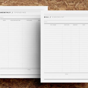 Printable Financial Planner Bundle | Spending & Budget Tracker | Bill Checklist | Savings Tracker | Minimalist | A4 | PDF | Instant Download
