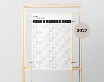 2027 Printable Wall Planner | A2 & A1 Minimal Year Planner | Large Yearly Wall Calendar | 12 Month | Instant PDF Download