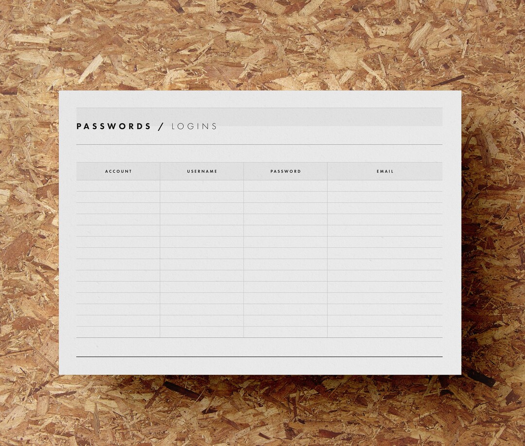 Printable Password Tracker | Password Log | Password Keeper | Minimal ...