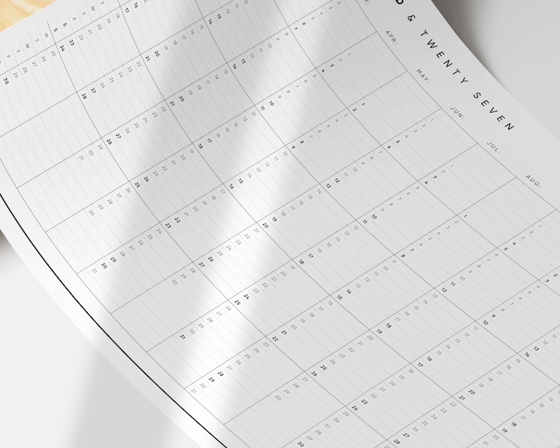 2027 Printable Yearly Wall Planner | Minimal A2 & A1 Landscape Calendar | 365 Days At A Glance | Instant PDF Download image 6