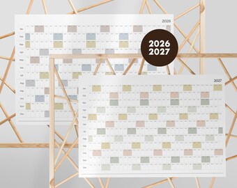 2026 + 2027 Wall Planner Bundle | A2 & A1 Printable Portrait Calendar | 12 Month Yearly Overview | Instant PDF Download