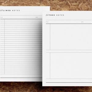 Note stampabili per tutti i giorni / Pagine a righe e vuote senza data / Set di note minimaliste / A4 / Lettera USA / A5 / Mezza lettera / Download immediato