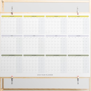 2026 Yearly Grid Wall Planner | Printable A1 Landscape Box Calendar | Full Year Overview | Instant PDF Download