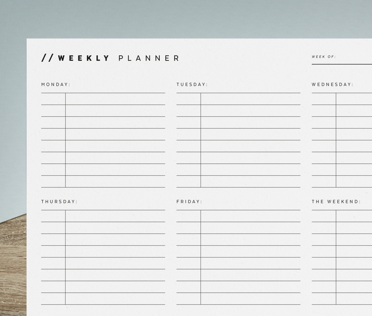 Weekly Planner Printable | to Do List | Undated Weekly Agenda | Minimal ...