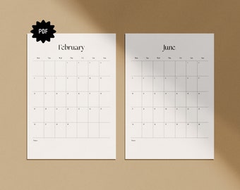 2024 Monthly Calendar Pages | Printable PDF | Box Task Planner | A4 | US Letter | Instant Download